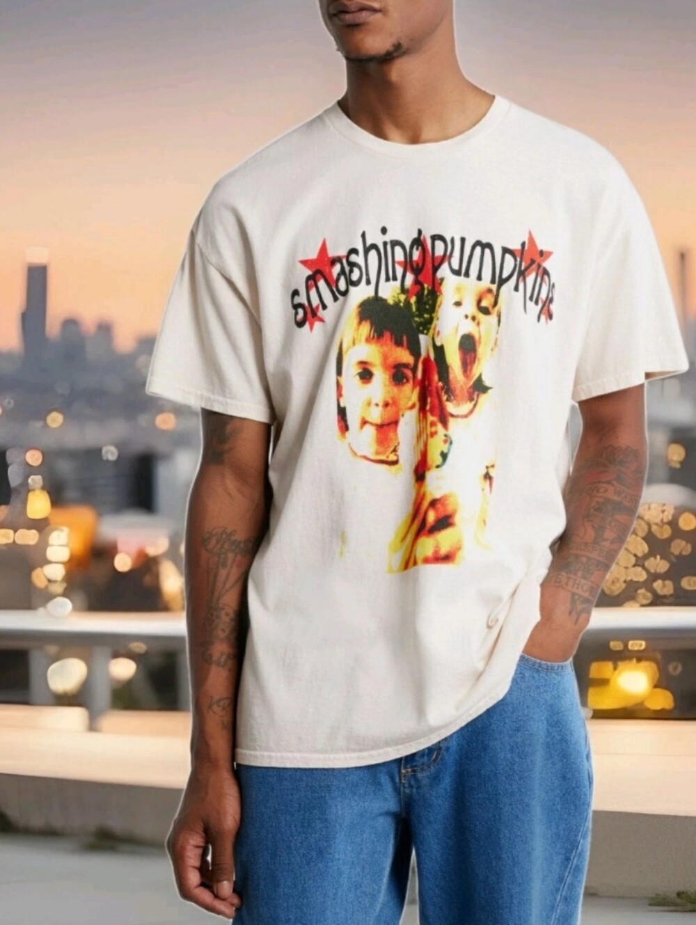 THE SMASHING PUMPKINS: SIAMESE DREAM: ALBUM COVER: T-SHIRT: XL: CREAM/GRAY: NEW